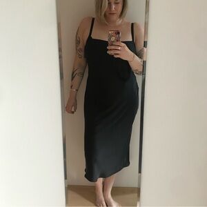 Black satin Arket midi slip dress